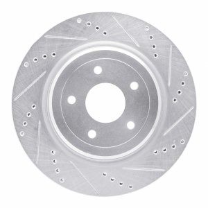 Chevrolet Corvette Brake Rotor (1) - Rear Right - R1 Concepts - Drilled & Slotted - Silver - `06-`13